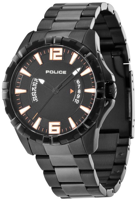 POLICE Mens PL.12889JSB/02M Profile Collection Orange Accents Black Dial Watch